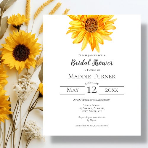 Sunflower  Bridal Shower Invitation