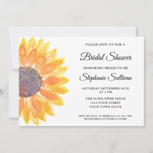 Sunflower Bridal Shower  Invitation