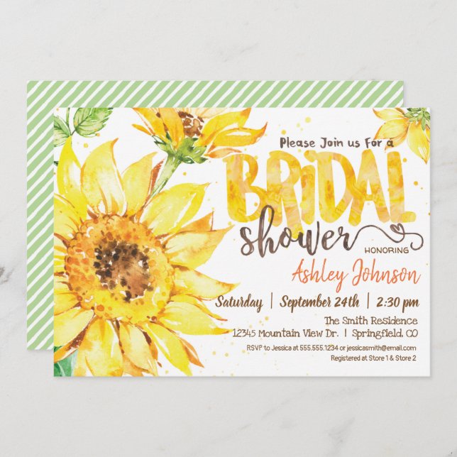 Sunflower Bridal Shower invitation (Front/Back)