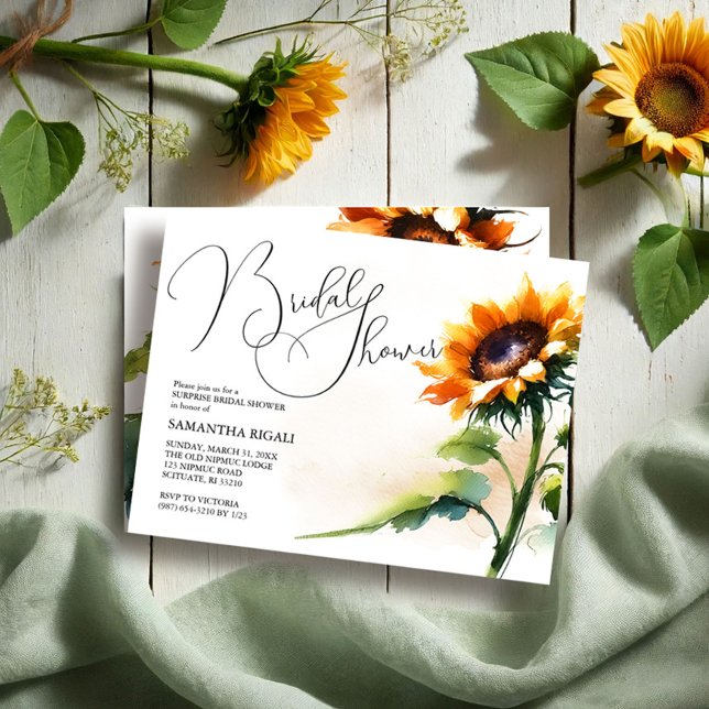 Sunflower Bridal Shower Invitations (Sunflower bridal shower invitations feature rustic floral design for a fall event.)