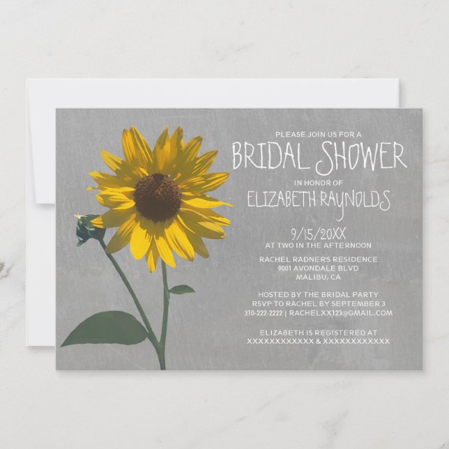 Sunflower Bridal Shower Invitations (Front)