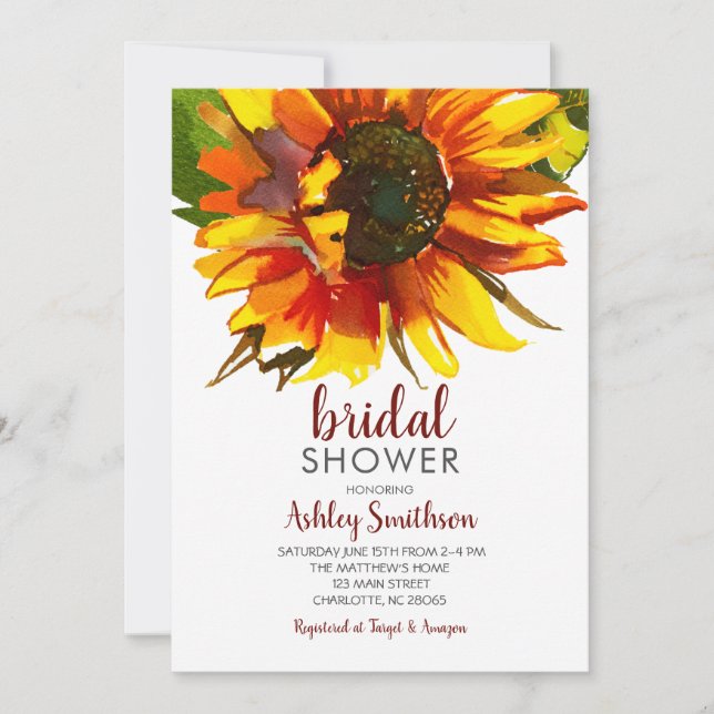 Sunflower Bridal Shower Invitations, Invitation (Front)