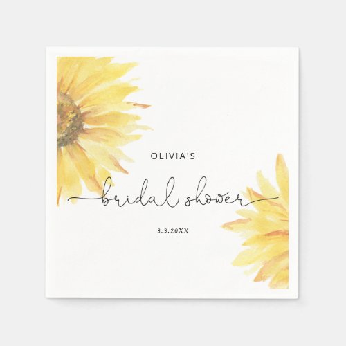 Sunflower bridal shower napkins