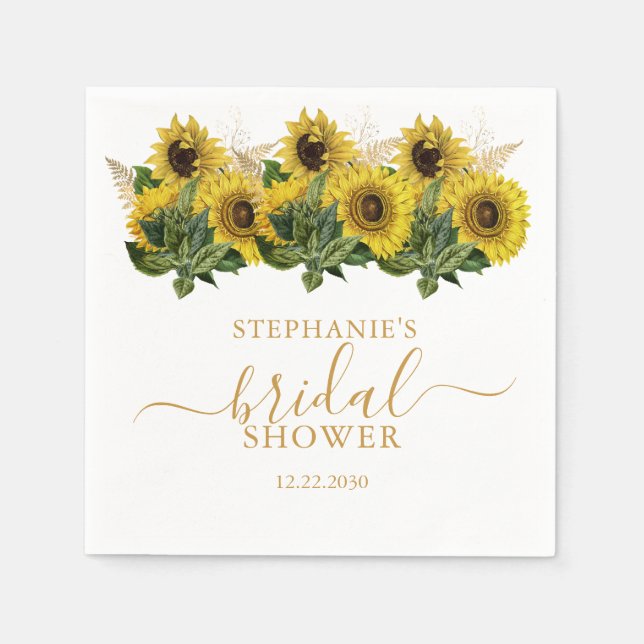Sunflower Bridal Shower Napkins (Front)