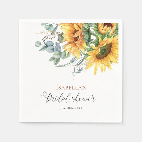 Sunflower Bridal Shower Napkins