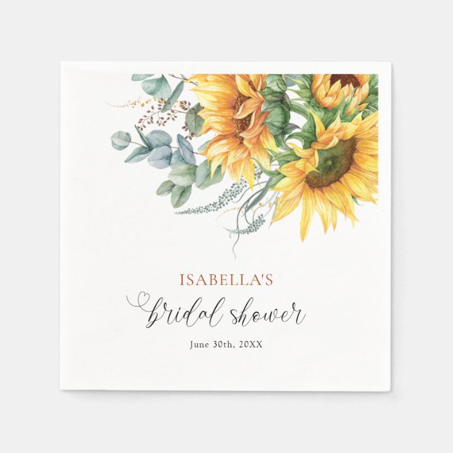 Sunflower Bridal Shower Napkins (Front)