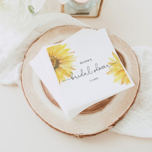 Sunflower bridal shower napkins