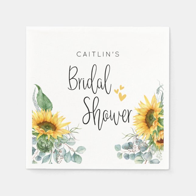 Sunflower Bridal Shower Party Napkins (Front)