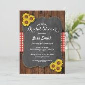 Sunflower Bridal Shower Party Rustic Chalk & Wood Invitation (Standing Front)