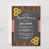 Sunflower Bridal Shower Party Rustic Chalk & Wood Invitation (Front)