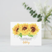 Sunflower Bridal Shower Recipe Card (Standing Front)