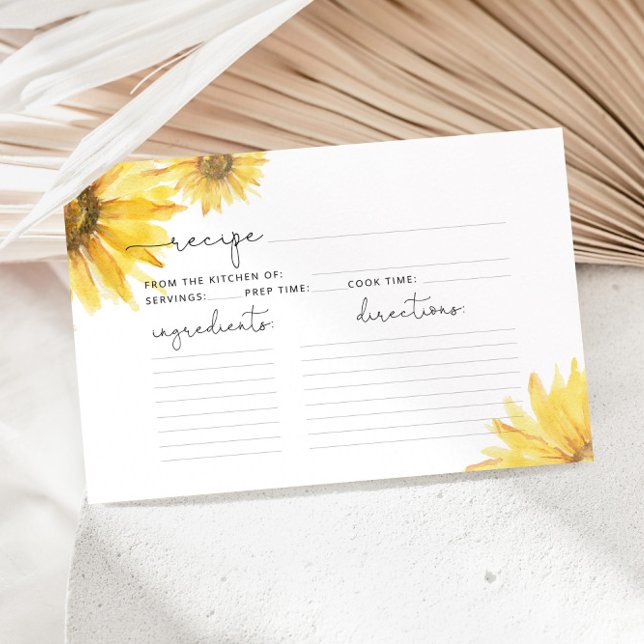 Sunflower bridal shower recipe card (Creator Uploaded)