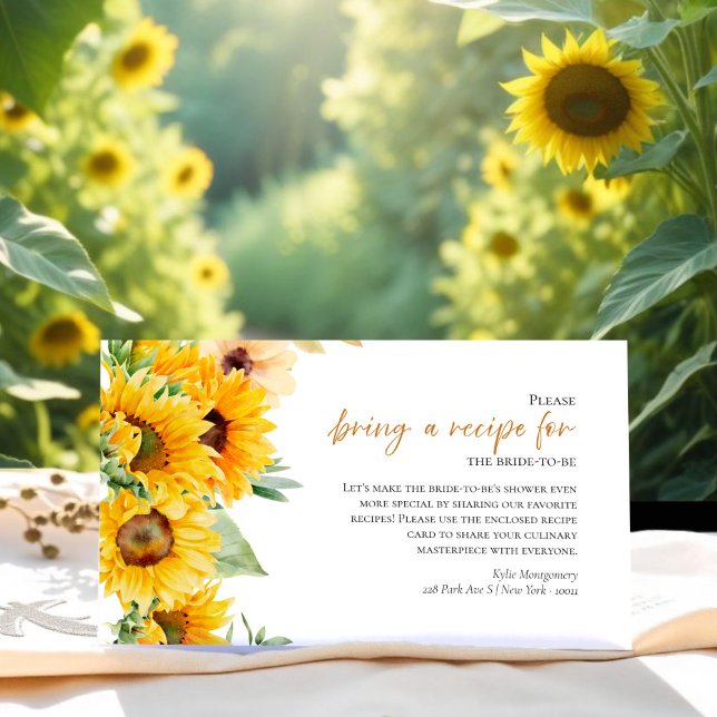 Sunflower Bridal Shower Recipe Request Card (Creator Uploaded)