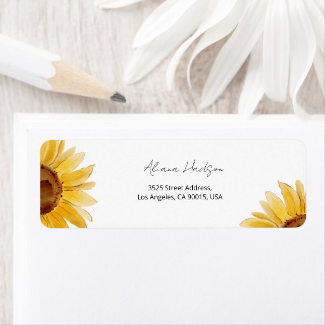 Sunflower bridal shower Return Address Label (Insitu)
