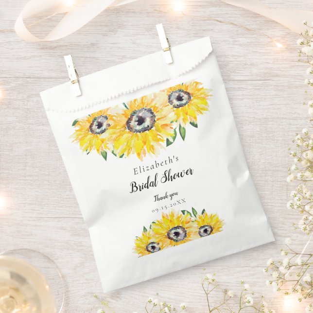 Sunflower Bridal Shower Rustic Floral  Favor Bag (Clipped)