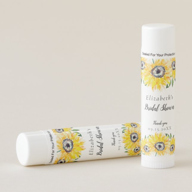 Sunflower Bridal Shower Script Modern Floral Chic  Lip Balm (Front)