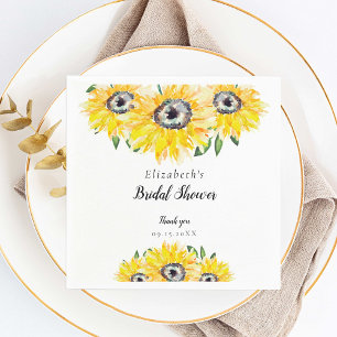 Sunflower Bridal Shower Script Personalized Chic Napkins