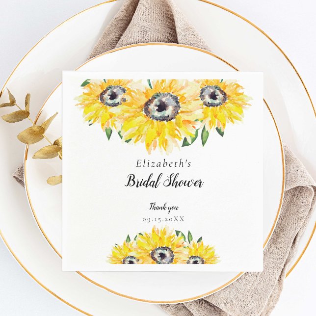 Sunflower Bridal Shower Script Personalized Chic Napkins (Creator Uploaded)