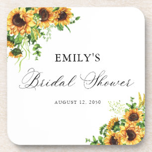 Sunflower Bridal Shower Square Coaster