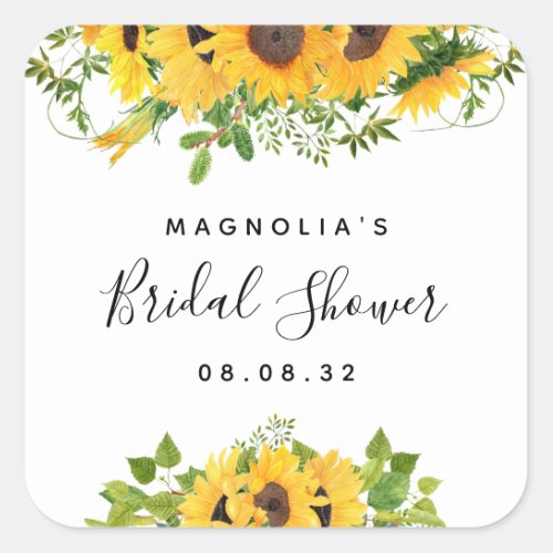 Sunflower Bridal Shower Square Sticker