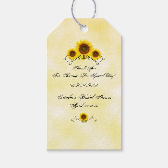 Sunflower Bridal Shower Tags (Front)