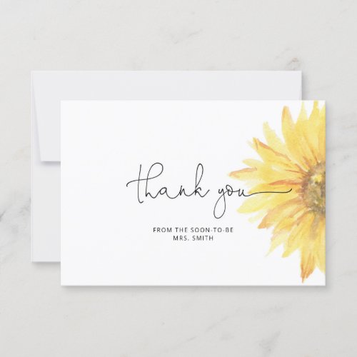 Sunflower bridal shower thank you card