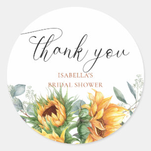 Sunflower Bridal Shower Thank You Classic Round Sticker
