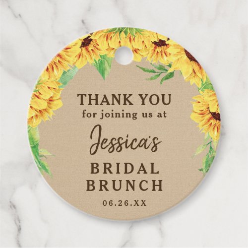 Sunflower Bridal Shower Thank You Favor Tag