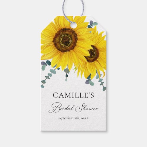 Sunflower Bridal Shower Thank you Favor Tags