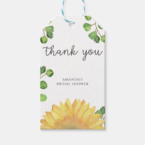 Sunflower bridal shower thank you  gift tags