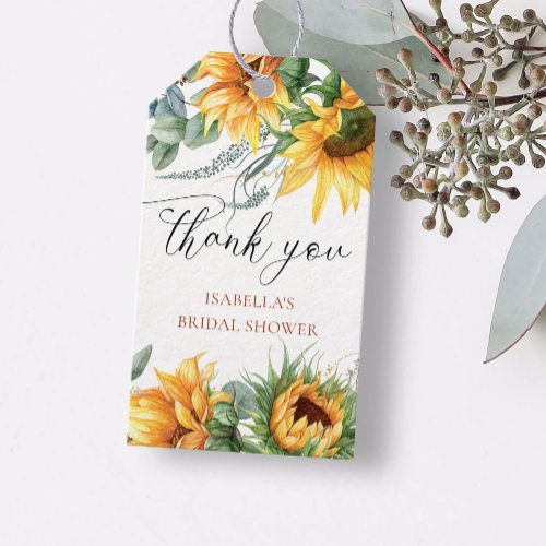 Sunflower Bridal Shower Thank You Gift Tags