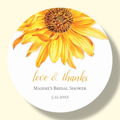 Sunflower  Bridal Shower Thank You Sticker