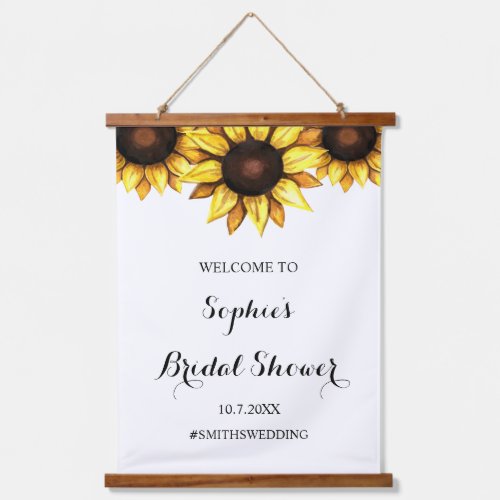 Sunflower Bridal Shower Welcome Floral Sign Hanging Tapestry