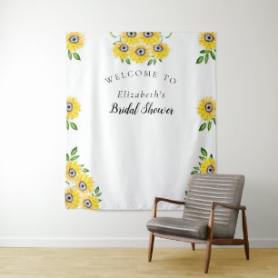 Sunflower Bridal Shower Welcome Sign Background Tapestry