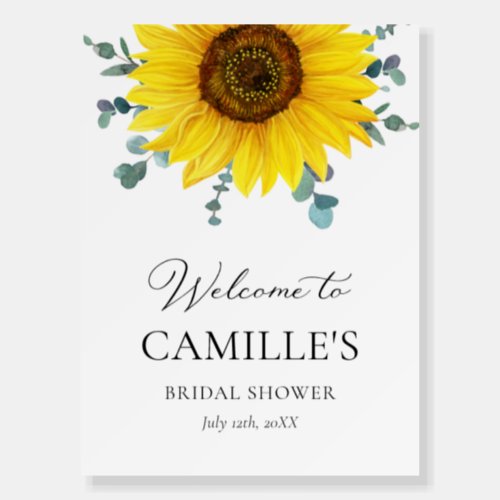 Sunflower Bridal Shower Welcome Sign Foam Boards