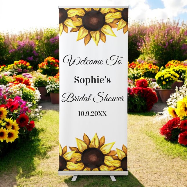 Sunflower Bridal Shower White Yellow Retractable Banner (Creator Uploaded)