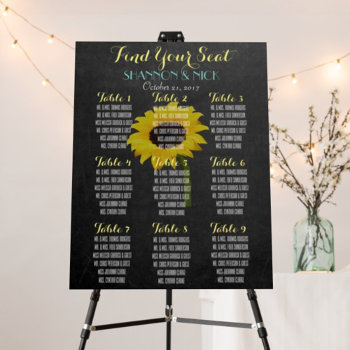 Sunflower Bride 9 Table Autumn Chalkboard Wedding Poster by Ohhhhilovethat at Zazzle
