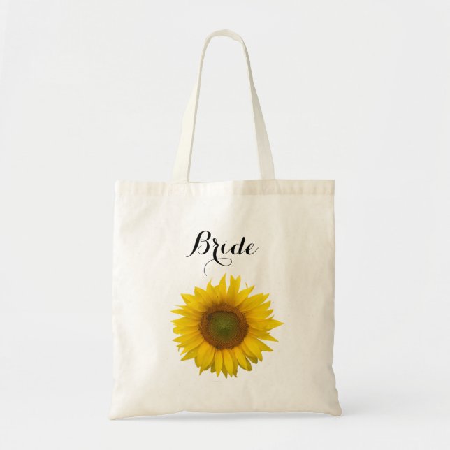 Sunflower Bride Floral Wedding Party Tote Bag (Front)