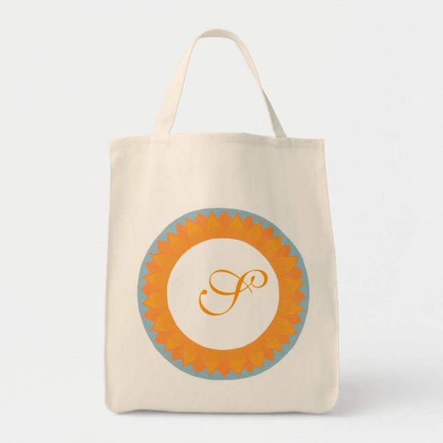 Sunflower, Bridesmaid monogram tote bags (Front)