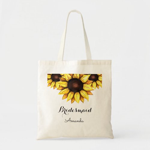 Sunflower Bridesmaid Wedding Favor  Tote Bag