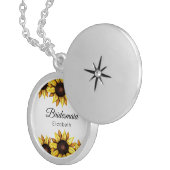 Sunflower Bridesmaid Yellow White Floral  Locket Necklace (Front Right)