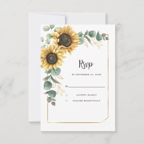 Sunflower Bright Botanical Wedding RSVP Card