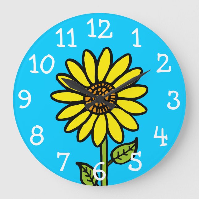 Sunflower Bright Colorful Fun Large Clock (Front)