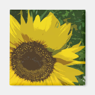 Sunflower Bright Yellow Artistic Flower Floral Magnet