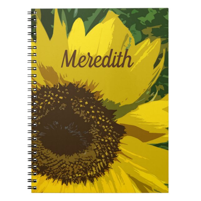 Sunflower Bright Yellow Flower Petals Floral Notebook (Front)