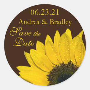 Sunflower Brown Personalized Wedding Stickers