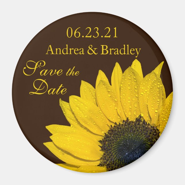 Sunflower Brown Wedding Save the Date Magnet (Front)