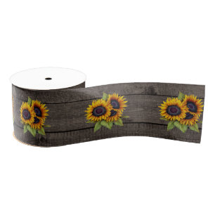 Sunflower Brown Wood Grain Style Ribbon