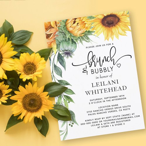 Sunflower Brunch and Bubbly Bridal Shower Invitation