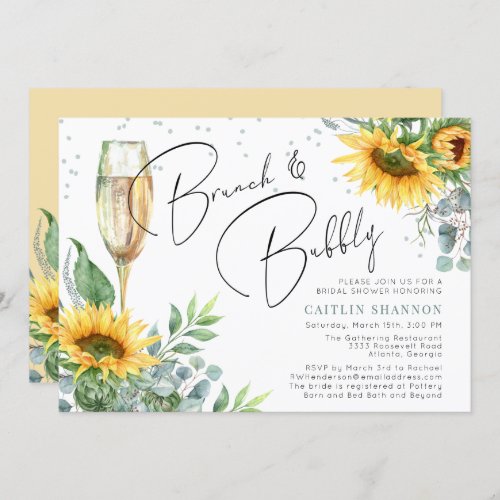 Sunflower Brunch and Bubbly Bridal Shower Invitation